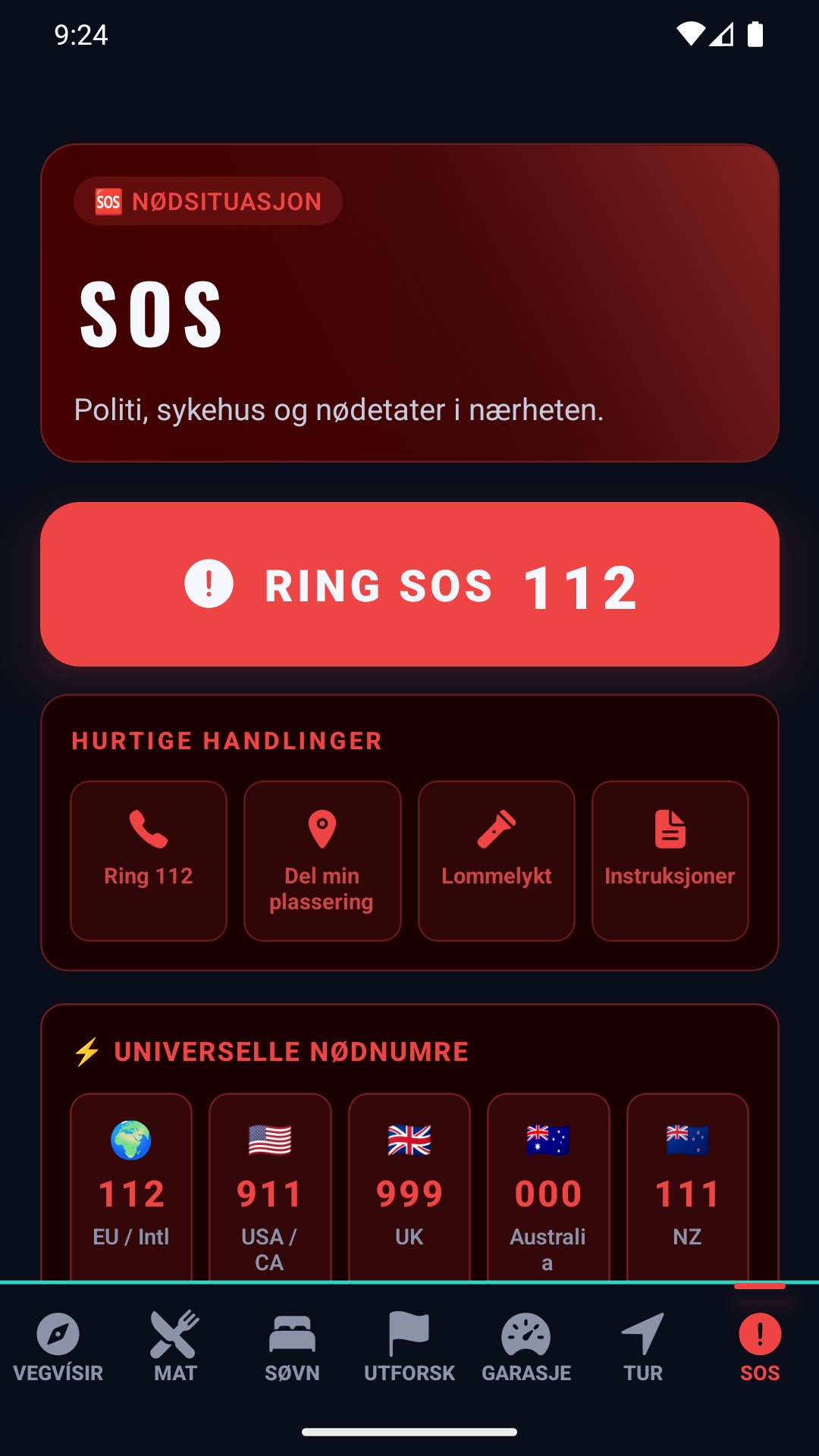 SOS-nødskjerm
